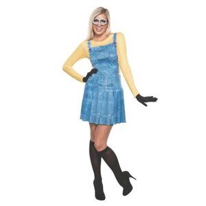 Nwt Women’s minion costume dress , goggles , gloves s 2-6 Halloween dress up